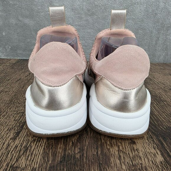 Karl Lagerfeld Charlee Slip On Sneakers 8 Gold Blush Pink Stretch Knit Crystals - Picture 8 of 16
